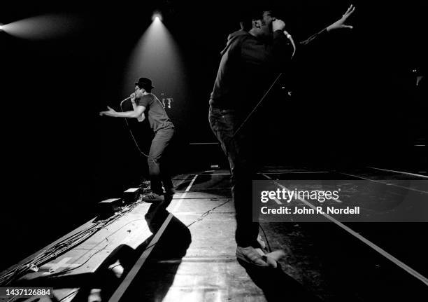 American rapper Darryl "DMC" McDaniels and rapper, producer, DJ and television personality Joseph "Run" Simmons, of the American hip hop group...