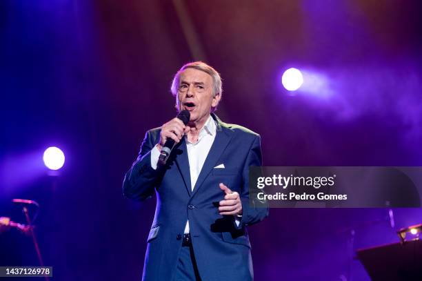 Salvatore Adamo performs at Coliseu dos Recreios on October 27, 2022 in Lisbon, Portugal.