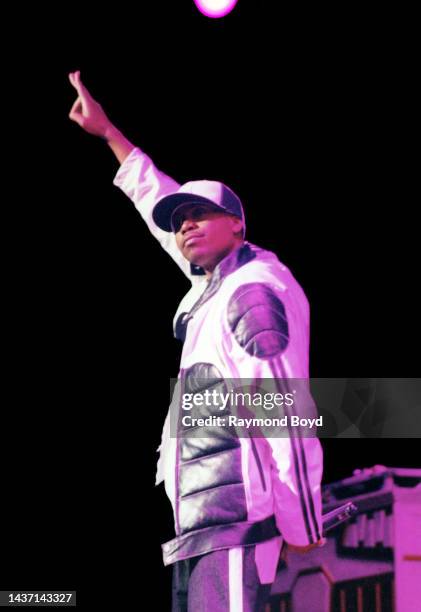 Rapper Nas performs at the World Music Theatre in Tinley Park, Illinois in May 2002.