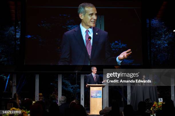 Los Angeles Mayor Eric Garcetti attends the 2022 Los Angeles City College Foundation Gala at the Skirball Cultural Center on October 27, 2022 in Los...