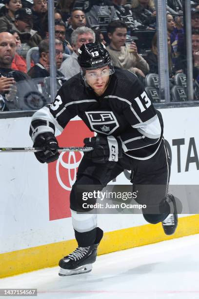 Gabriel Vilardi of the Los Angeles Kings skates on the ice during the first period against the Winnipeg Jets at Crypto.com Arena on October 27, 2022...