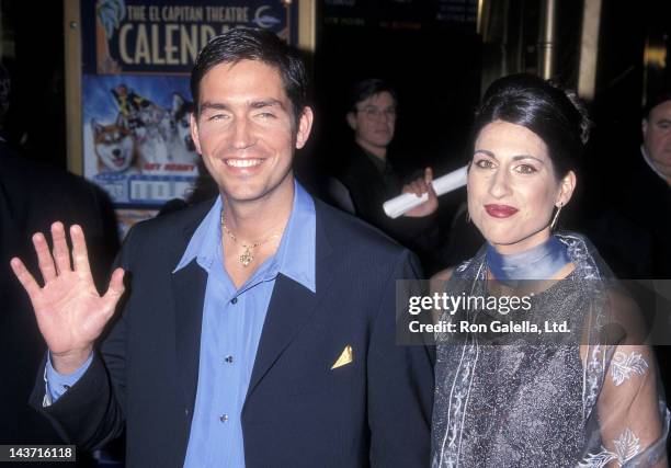 Actor Jim Caviezel and wife Kerri Browitt attend "The Count of Monte Cristo" Hollywood Premiere on January 23, 2002 at the El Capitan Theatre in...