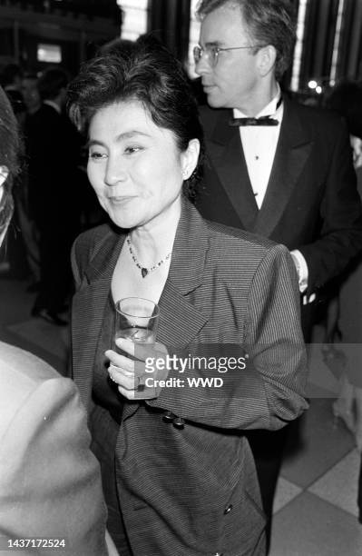 Yoko Ono attends an event, benefitting Creo Society Fund for Children with AIDS as well as the U.S. Committee for UNICEF, at the headquarters of the...