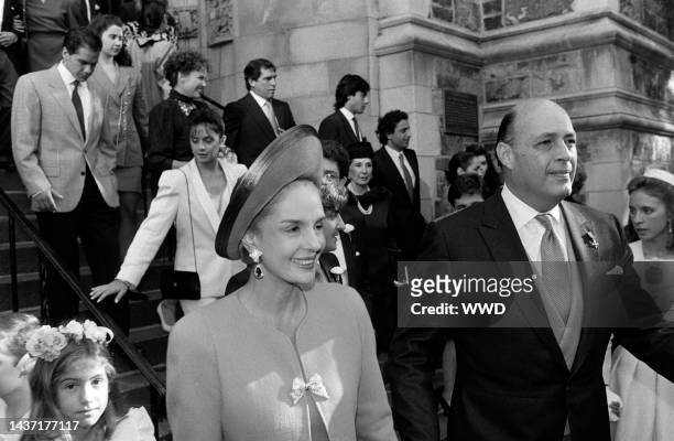 Carolina Herrera and Reinaldo Herrera Guevara attend an event at St. Vincent Ferrer Roman Catholic Church in New York City on October 13, 1989.