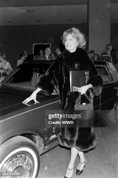Guests attend the Gucci-designed Cadillac debut at the Olympic Towers in New York on November 11, 1978.