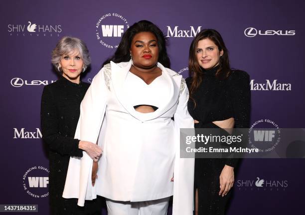 Jane Fonda, Da'Vine Joy Randolph and Lake Bell attend the WIF Honors: Forging Forward Gala sponsored by Max Mara, ShivHans Pictures, Lexus and STARZ...