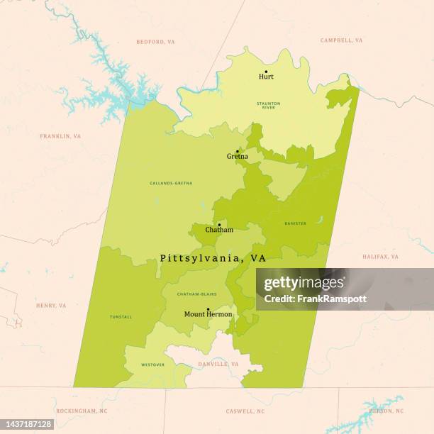 va pittsylvania county vector map green - danville virginia stock illustrations