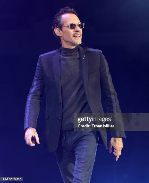 Singer Marc Anthony performs during the kickoff of his Viviendo tour at Michelob ULTRA Arena on October 27, 2022 in Las Vegas, Nevada.