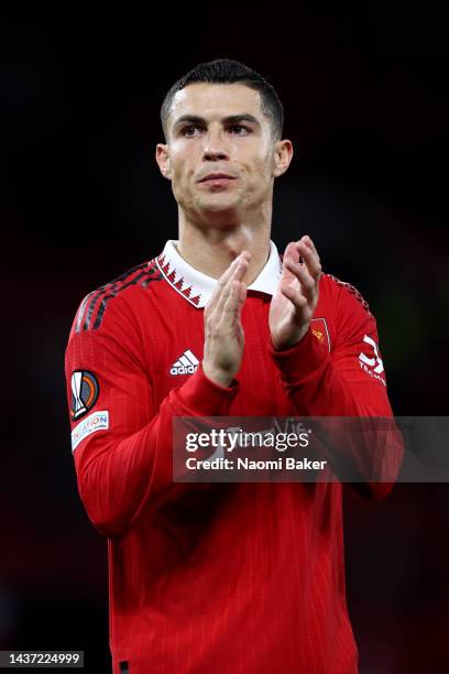 Cristiano Ronaldo of Manchester United looks on during the UEFA Europa League group E match between Manchester United and Sheriff Tiraspol at Old...