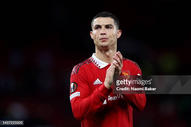 Cristiano Ronaldo of Manchester United looks on during the UEFA Europa League group E match between Manchester United and Sheriff Tiraspol at Old...