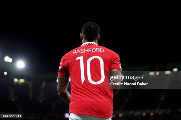 Marcus Rashford of Manchester United looks on during the UEFA Europa League group E match between Manchester United and Sheriff Tiraspol at Old...