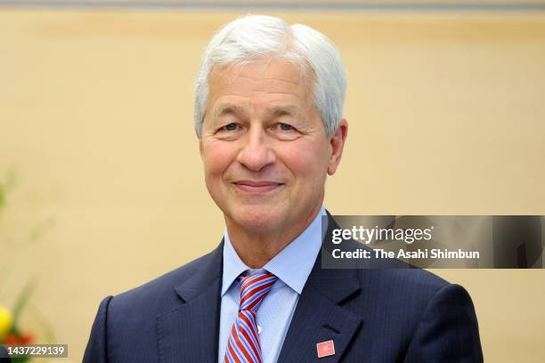 Morgan Chase & Co. President & CEO Jamie Dimon is seen prior to his meeting with Japanese Prime Minister Fumio Kishida at the prime minister's office...