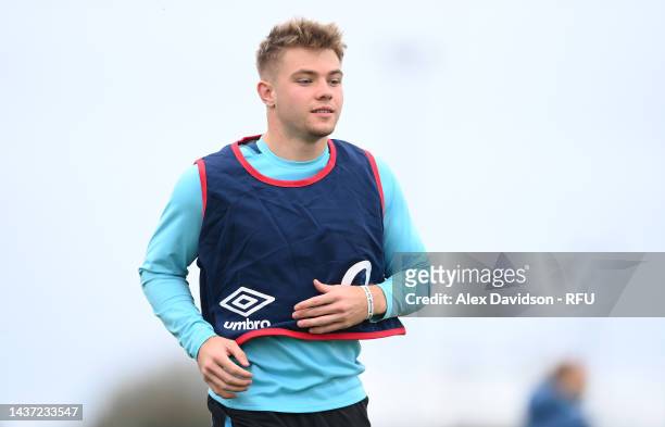 Charlie Atkinson of England looks on during a England Open Training Session at Jersey Rugby Club on October 28, 2022 in Saint Peter, Jersey.