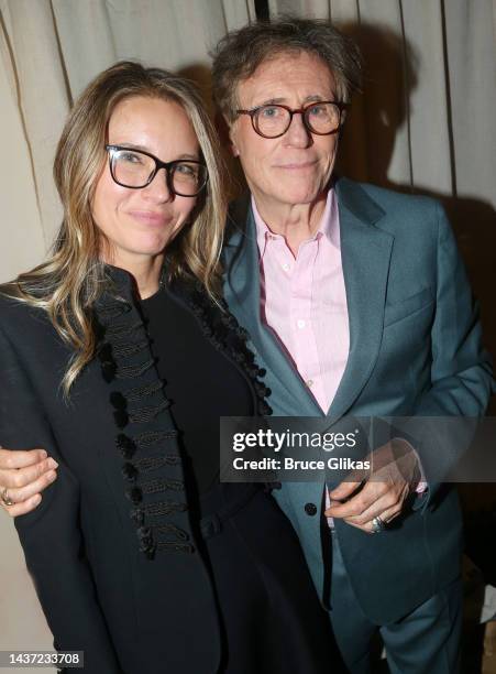 Hannah Beth King and husband Gabriel Byrne pose at the opening night of the new one man show starring Gabriel Byrne based on his memoir "Walking with...