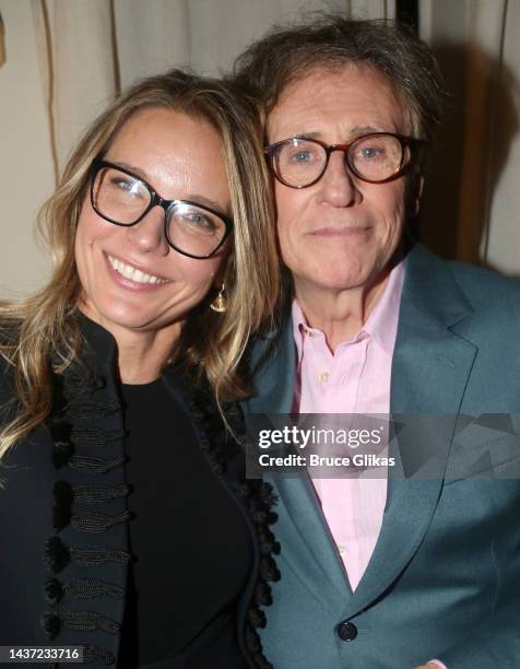 Hannah Beth King and husband Gabriel Byrne pose at the opening night of the new one man show starring Gabriel Byrne based on his memoir "Walking with...