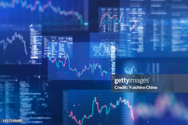 stock market trading monitor background - bank interest stock pictures, royalty-free photos & images
