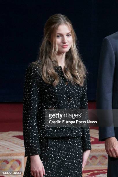 Princess of Asturias, Leonor de Borbon, during the audience of the King and Queen of Spain with the recipients of the 2022 Medals of Asturias, at the...