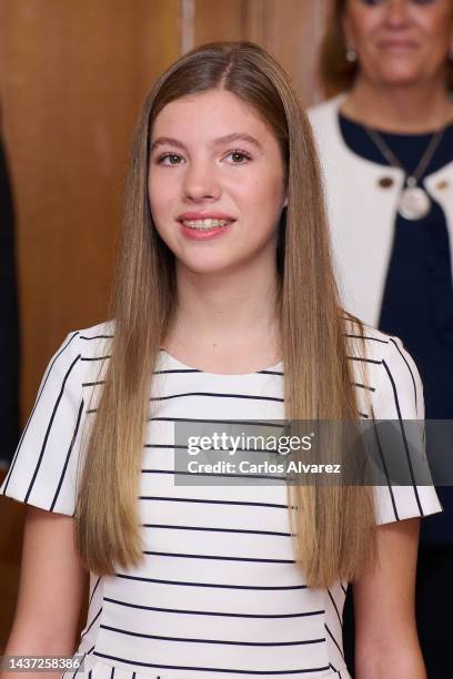 Princess Sofia of Spain attends several audiences of the "Princess of Asturias" awards 2022 at the Reconquista Hotel on October 28, 2022 in Oviedo,...