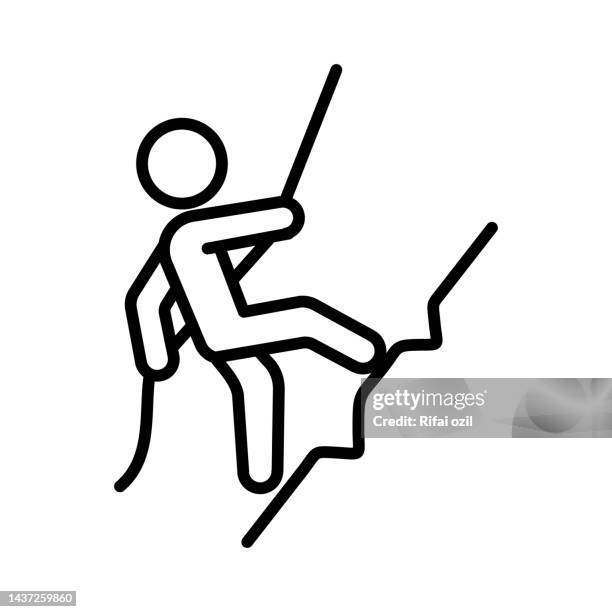 climb, climbing icon logo design vector template illustration sign and symbol pixels perfect - mountain climbing icon stock illustrations