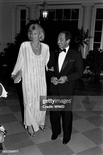 Anne de Zogheb and Paul Anka attend an event at the White House in Washington, D.C., on September 10, 1986.