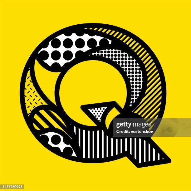 pop art style alphabets vector graphics - letter q stock illustrations