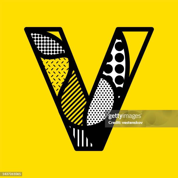 stockillustraties, clipart, cartoons en iconen met pop art style alphabets vector graphics - letter v