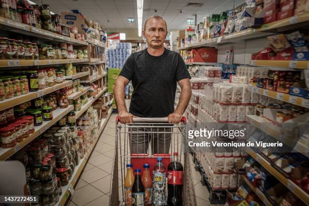 Slawomir, a Putin lookalike shops in a supermarket on August 27, 2022 in Wroclaw, Poland. When Russia invaded Ukraine in February 2022, the real...