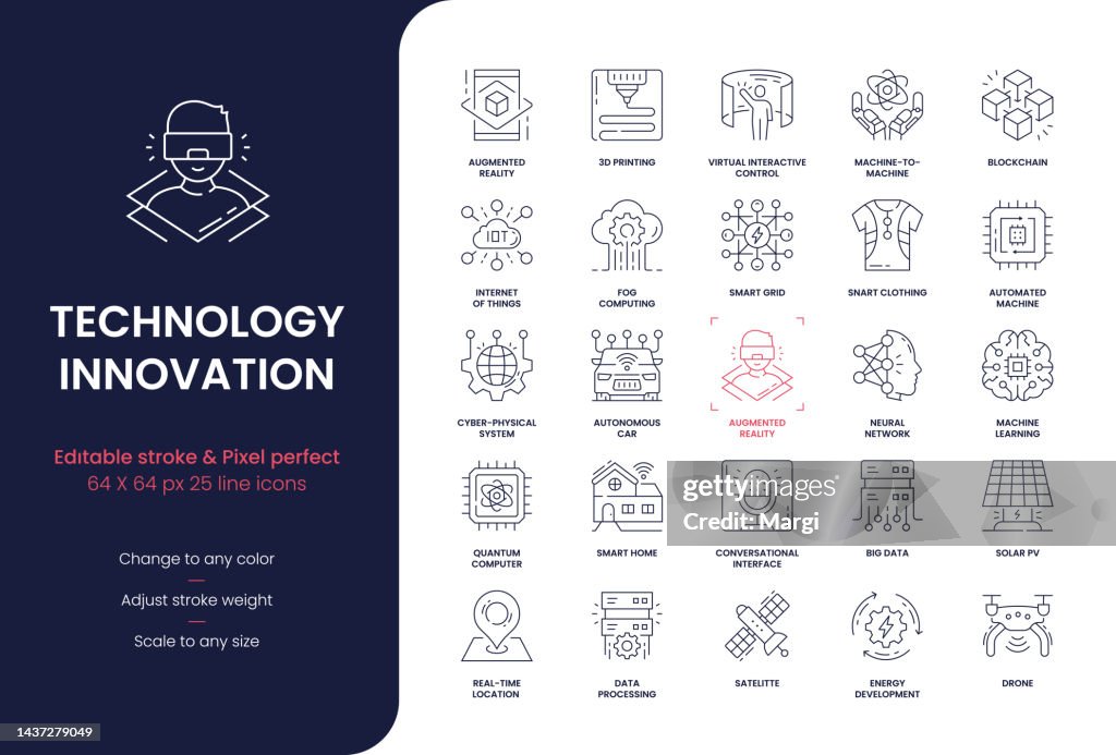 Technology Innovation Editable Stroke Line Icons