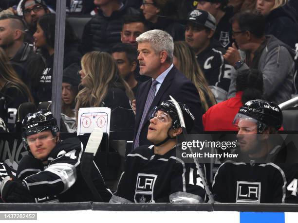 Head coach Todd McLellan of the Los Angeles Kings during a 6-4 loss to the Winnipeg Jets at Crypto.com Arena on October 27, 2022 in Los Angeles,...