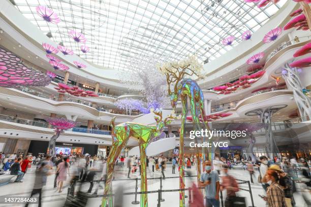 Customers visit Haikou International Duty Free City Complex on the opening day on October 28, 2022 in Haikou, Hainan Province of China.