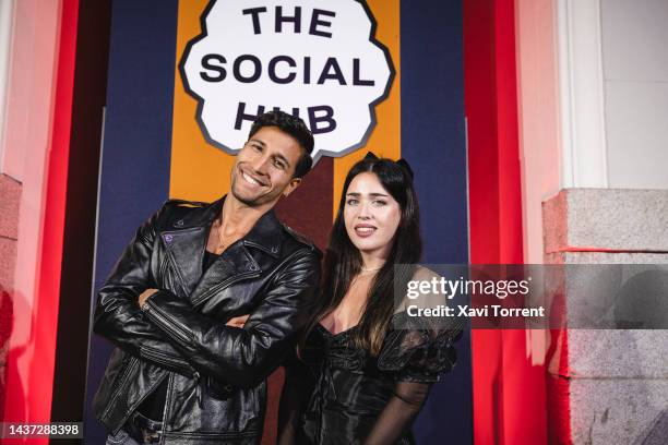 Gianmarco Onestini and Diana Lado attend The Social Hub Madrid Grand Opening on October 27, 2022 in Madrid, Spain.