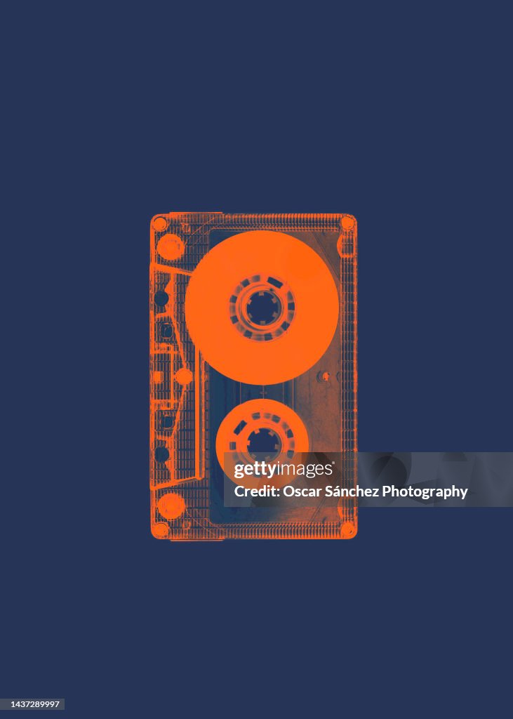 Frontal view of a cassette audio tape