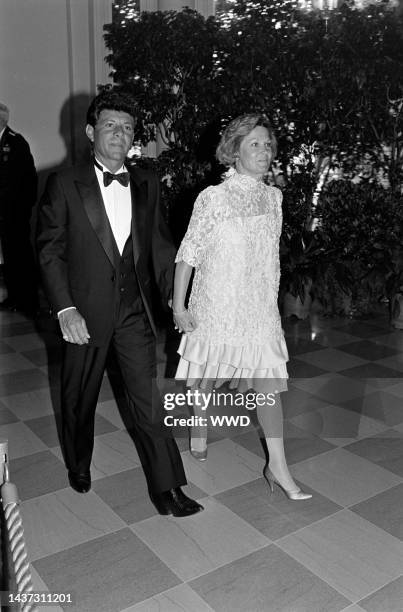 Frankie Avalon and Kathryn Diebel attend a reception at the White House in Washington, D.C., on June 24, 1988.