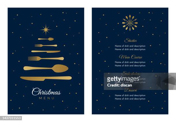 stockillustraties, clipart, cartoons en iconen met holidays menu template. - christmas invitation