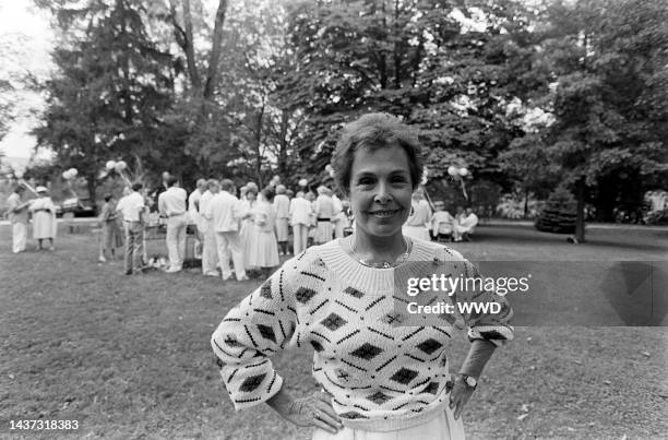 Guests attend an event in Lenox, Massachusetts, during multiple days of fesitivites surrounding the weekend of August 26-27, 1988.