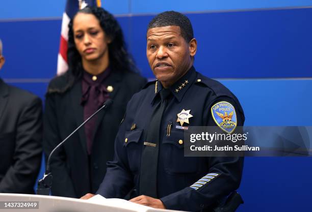 San Francisco police chief Bill Scott speaks to reporters about the break in and attack at the home of U.S. Speaker of the House Nancy Pelosi on...