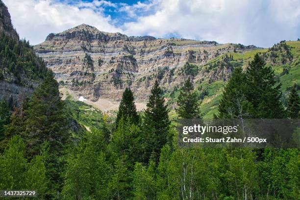 scenic view of mountains against sky,mt timpanogos,utah,united states,usa - utah mountain range stock pictures, royalty-free photos & images