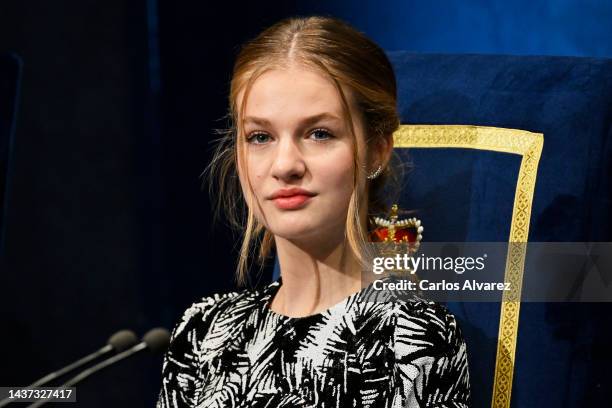 Crown Princess Leonor of Spain attends the "Princesa De Asturias" Awards 2022 ceremony at Oviedo Bullring on October 28, 2022 in Oviedo, Spain.