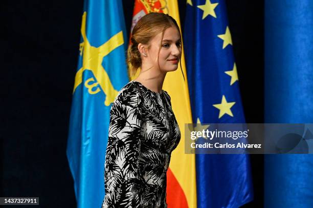 Crown Princess Leonor of Spain attends the "Princesa De Asturias" Awards 2022 ceremony at Oviedo Bullring on October 28, 2022 in Oviedo, Spain.