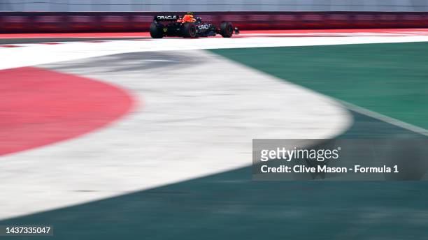 Sergio Perez of Mexico driving the Oracle Red Bull Racing RB18 on track during practice ahead of the F1 Grand Prix of Mexico at Autodromo Hermanos...