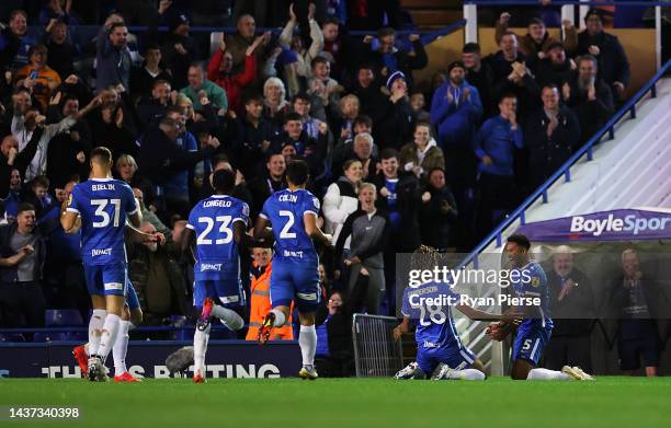 Auston Trusty of Birmingham City celebrates with Dion Sanderson of Birmingham City after scoring the first goal during the Sky Bet Championship...