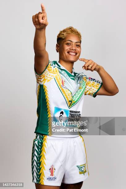 Kimiora Breayley-Nati of Cook Islands poses for a photo during the Cook Islands Rugby League Women's World Cup portrait session on October 28, 2022...