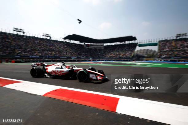Pietro Fittipaldi of Brazil driving the Haas F1 VF-22 Ferrari on track during practice ahead of the F1 Grand Prix of Mexico at Autodromo Hermanos...