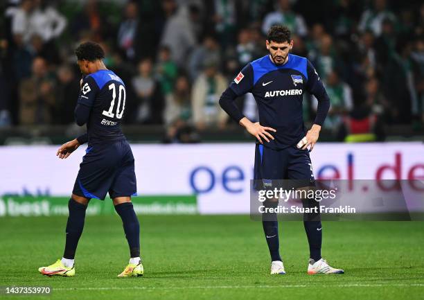 Agustin Rogel Paita of Hertha BSC is dejecte during the Bundesliga match between SV Werder Bremen and Hertha BSC at Wohninvest Weserstadion on...