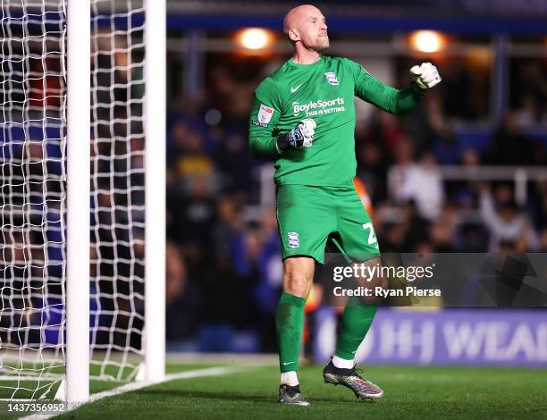 John Ruddy of Birmingham City celebrates after saving a penalty during the Sky Bet Championship between Birmingham City and Queens Park Rangers at St...