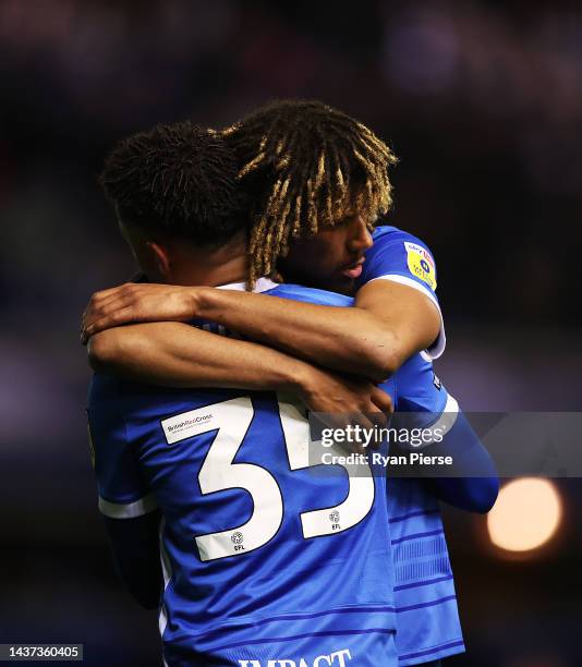 Dion Sanderson of Birmingham City and George Hall of Birmingham City celebrate after victory in the Sky Bet Championship between Birmingham City and...