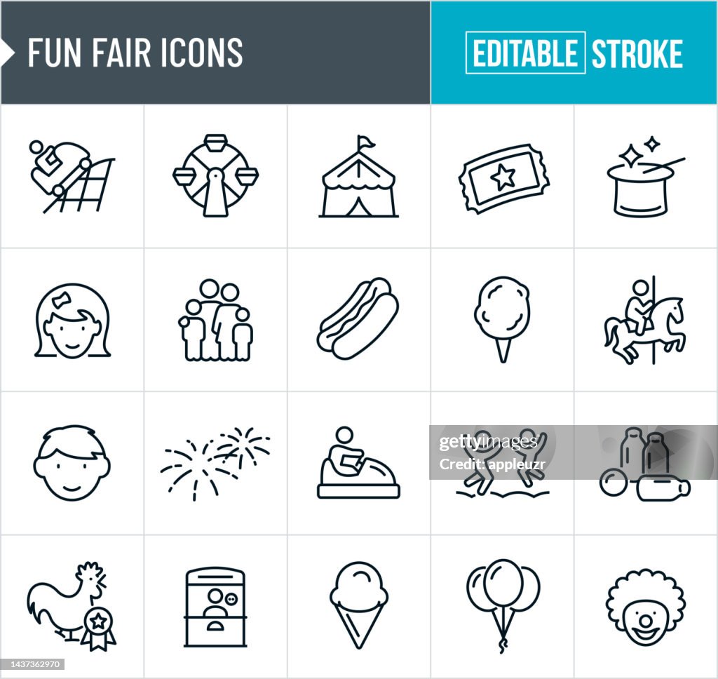 Fun Fair Thin Line Icons - Editable Stroke
