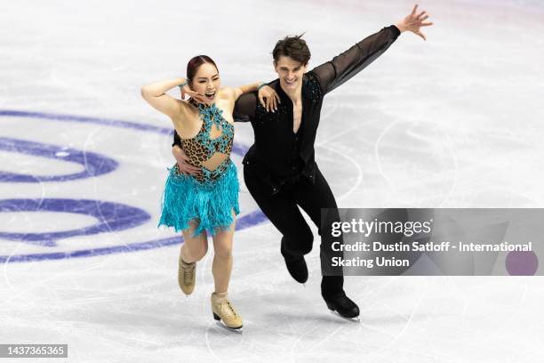 Misato Komatsubara and Tim Koleto of Japan perform during the ice dance rhythm dance during the ISU Grand Prix of Figure Skating - Skate Canada...