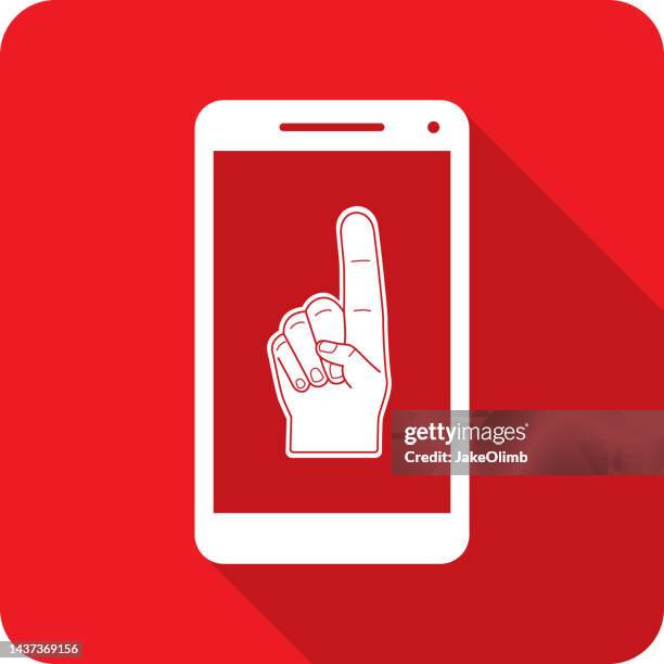 foam finger smartphone icon silhouette - pep rally stock illustrations