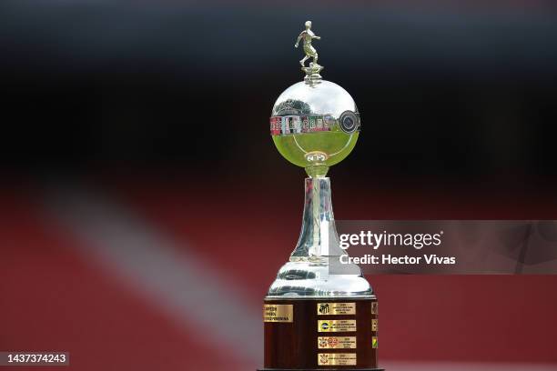 Women's Copa CONMEBOL Libertadores trophy is seen during the final of Women's Copa CONMEBOL Libertadores 2022 between Boca Juniors and Palmeiras at...